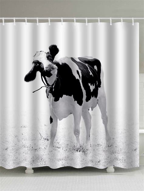 41 Off 2021 Water Resistant Milk Cow Print Shower Curtain In White