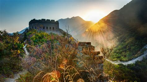 Wallpaper Landscape 4k Great Wall Of China Mountains Building