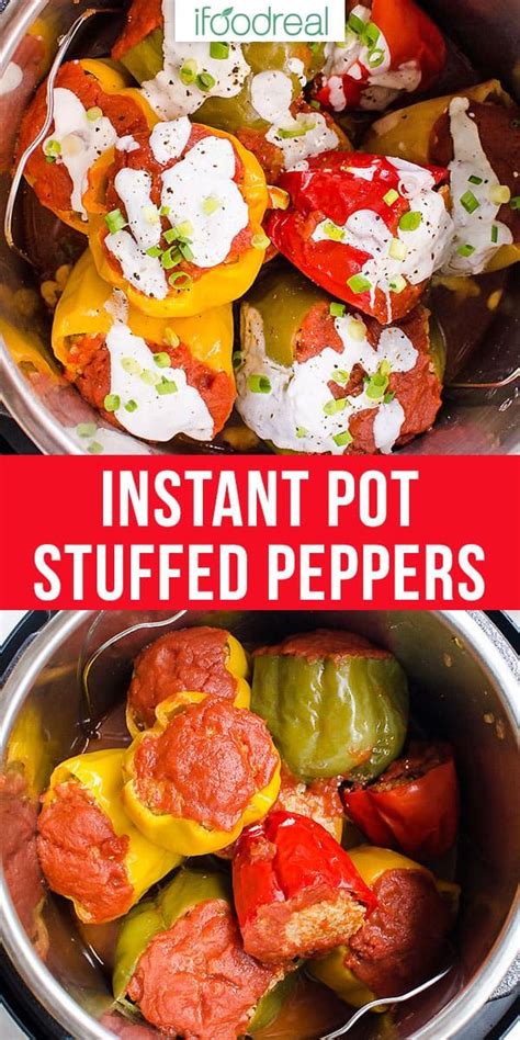 Ham, ground turkey, and pork. These Instant Pot Stuffed Peppers make healthy and easy ...