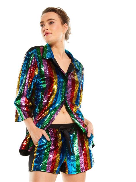 Rainbow Sequin Tuxedo Short Rainbow Outfit Sequin Outfit Rainbow