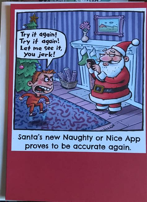 Santas Naughty Or Nice App Funny Merry Christmas Greeting Card Ebay