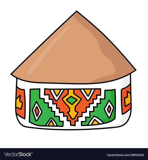 Hand Drawn Doodle African National Hut Ndebele Vector Image
