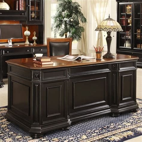 Riverside Furniture Allegro Executive Desk In Rubbed Black