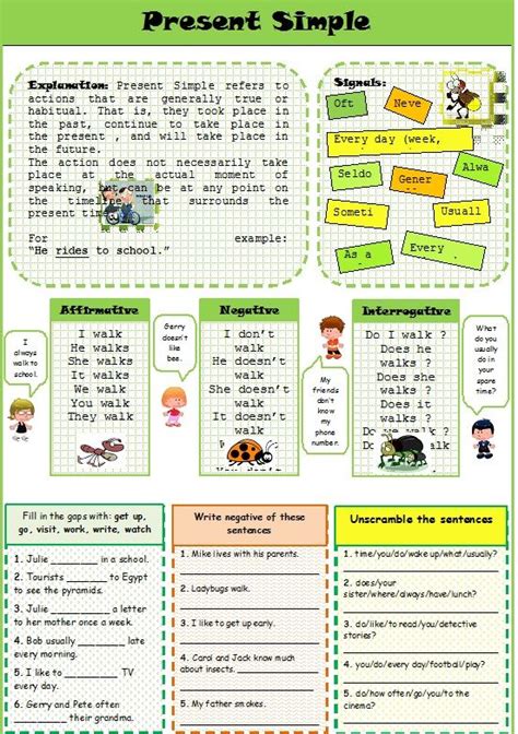 Present Simple Activities Primary Ejercicios De Ingles Gramática