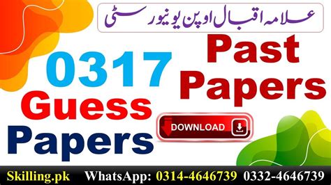 Aiou Past Papers And Guess Papers 317 Pakistan Studies Code No 317