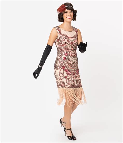 1920s Costumes Flapper Great Gatsby Gangster Girl Pink Flapper