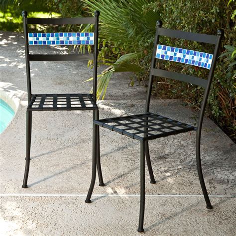 Metal kitchen chairs, wood & metal side chairs, modern metal chairs. Set of 2 - Black Powder Coated Iron Metal Patio Bistro ...