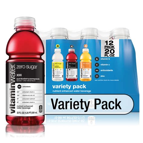 Vitaminwater Zero Variety Pack Nutrient Enhanced Water W Vitamins 20 Fl Oz 12 Pack