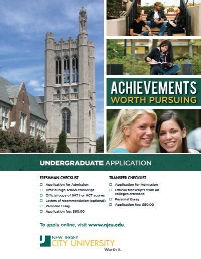 Undergraduate Application For Admission New Jersey City University