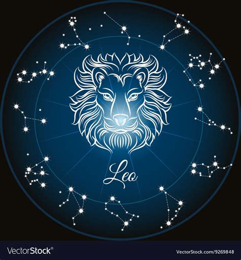 Zodiac Sign Leo And Circle Constellations Vector Illustration