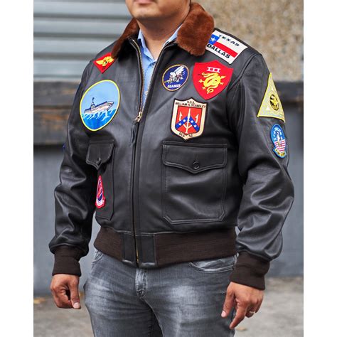Mens Classic Top Gun Inspired Navy G 1 Leather Flight Jacket Lupon