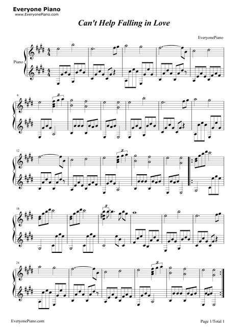 Cant Help Falling In Love Piano Chords Letters Sheet And Chords