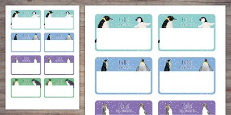 Penguin Name Tags Twinkl Party Professor Feito Twinkl