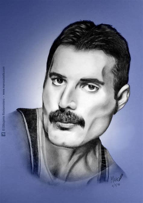 Retrato A Lápiz De Freddie Mercury Queen Por Marc Castells Lluch El