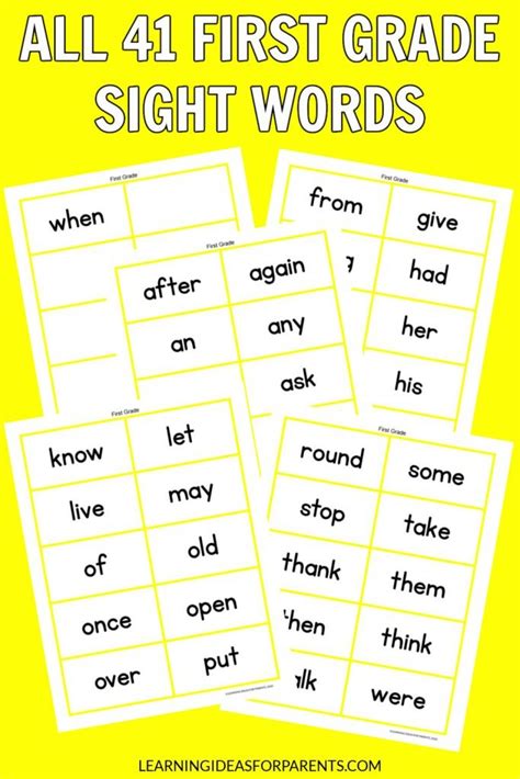 Printable Dolch Sight Words Flash Cards