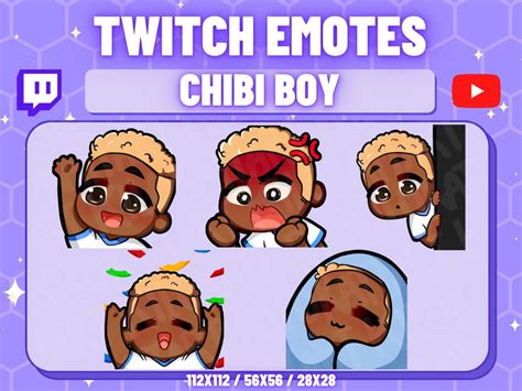 Cute Chibi Boy Emotes Twitch Discord Stream Gaming Etsy
