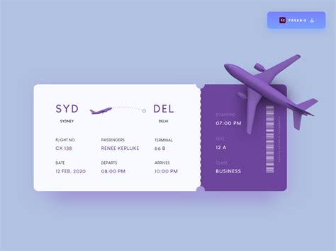 Daily Ui Challenge 086100 Boarding Pass Design Freebie By Ankur
