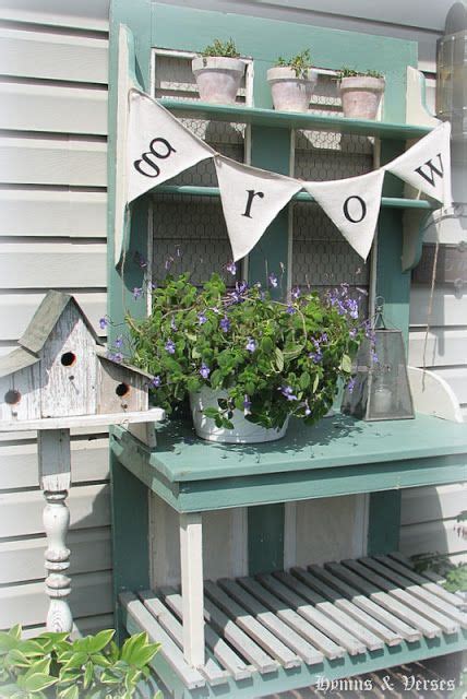 Outdoor Decor Potting Bench Hymns And Verses Old Door Projects