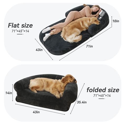 Yaem Human Dog Bed 71x45x10 Dog Beds For Large Dogs Foldable Faux