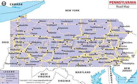 Pennsylvania Road Map Maps Map Printable Maps Road Routes