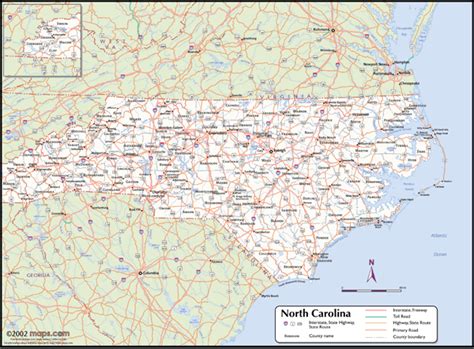 North Carolina Wall Map With Counties By Mapsales