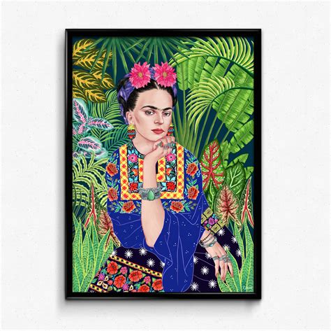 Frida Kahlo Print Frida Kahlo Art Mexican Art Decor Feminist Poster Jungle Tropical