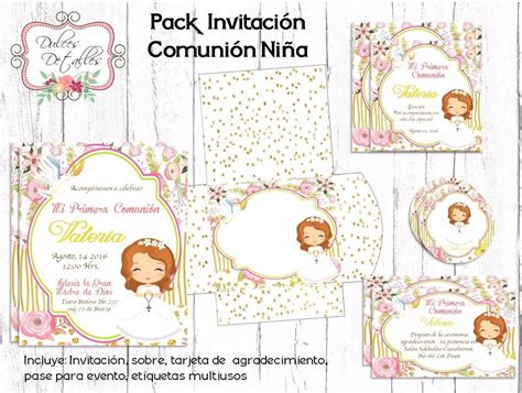 Kit Imprimible Primera Comunión Nena Editable Invitación 2x1 16000