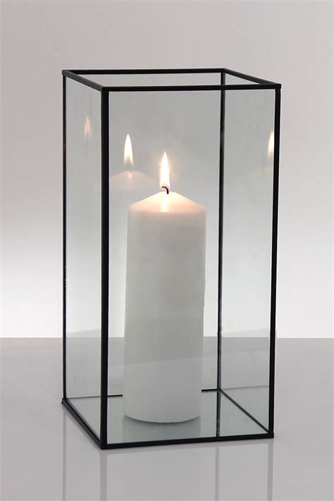 Metal Frame Glass Candle Box 150 X 150 X 300mmh Holstens