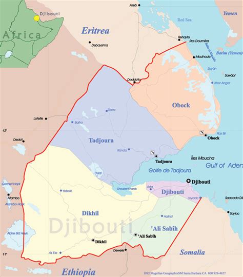 The map shows the continent of africa with countries, international borders, national capitals, and major cities. Map of Djibouti, Djibouti Maps - Mapsof.net
