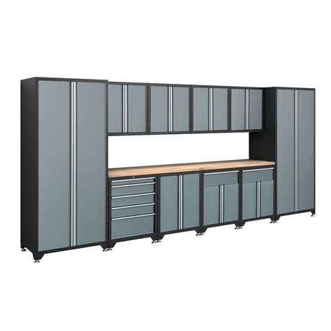 Newage Pro Series 12 Piece Welded Cabinet Set With Black Frame And Grey