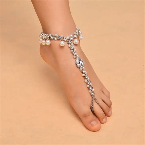 beach foot jewelry ankle bracelet bijoux cheville bohemian anklet barefoot sandals halhal pearl