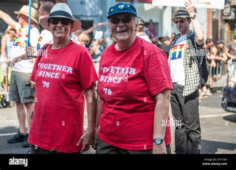 Older Lesbian Couple In The Gay Pride Parade In New York City Ny 2016