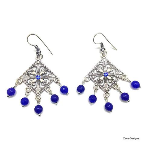 Blue Chandelier Earrings Sapphire Earrings Blue Dangle