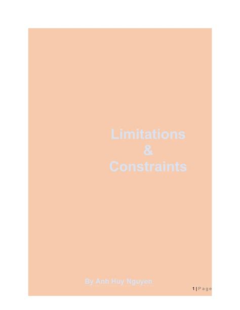 Limitation And Constraints For A Business By Kevin Issuu