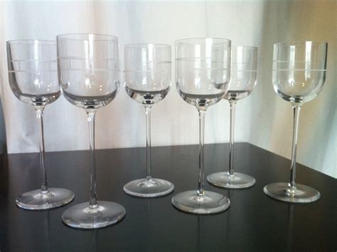 Hermes Paris Crystal Etched H Stemware Rythme Red Wine Glass Glasses Set Of 10 Ebay