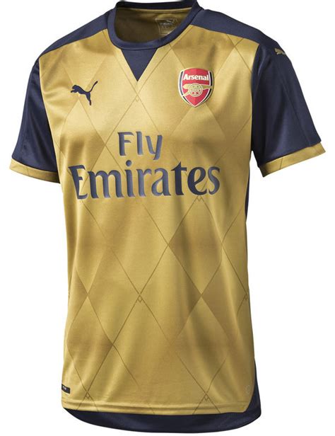 Official Gold Arsenal Away Jersey 2015 2016 Arsenal Away Kit 15 16