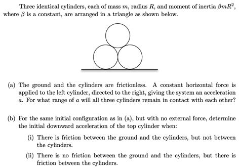 Solved Three Identical Cylinders Each Of Mass M Radius R Chegg Hot