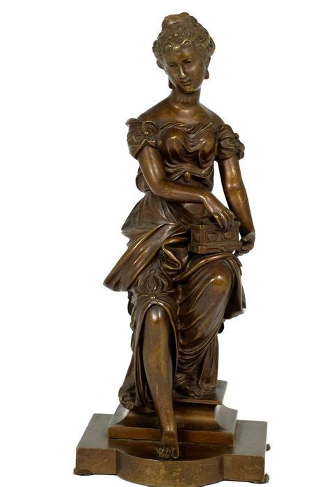 Sculpture d une dame assise avec boîte à bijoux Bronze Catawiki