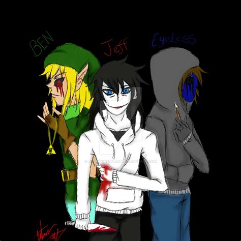 Ben Drowned Jeff The Killer And Eyeless Jack By Axelsinnerflame On