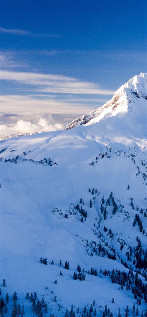Wallpaper Mountain Top Vertex Snow Clouds Winter 3840x1200 Multi