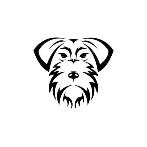 Schnauzer Dog Head Vector On White Background Domestic Doggy Nature