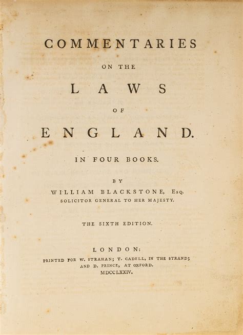 Commentaries On The Laws Of England 1st London Edition 1774 4 Vols Sir William Blackstone