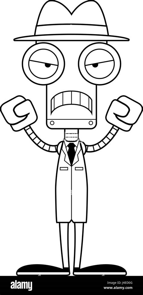 A Cartoon Detective Robot Looking Angry Stock Vector Image And Art Alamy