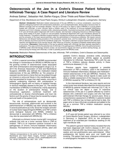 Pdf Osteonecrosis Of The Jaw In A Crohns Disease Patient Following