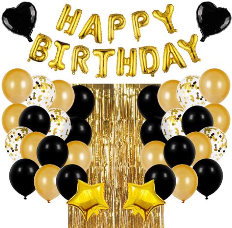 Joyypop Black And Gold Birthday Party Decorations Set With Happy