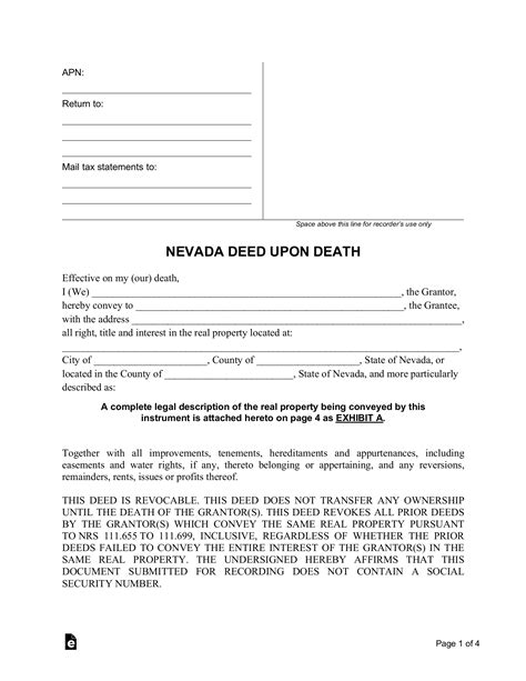 Free Nevada Transfer On Death Deed Pdf Word Eforms