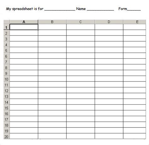 Blank Spreadsheet Template 7 Download Documents For Pdf