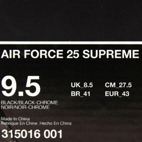 Nike Air Force 25 Supreme Black Black Chrome