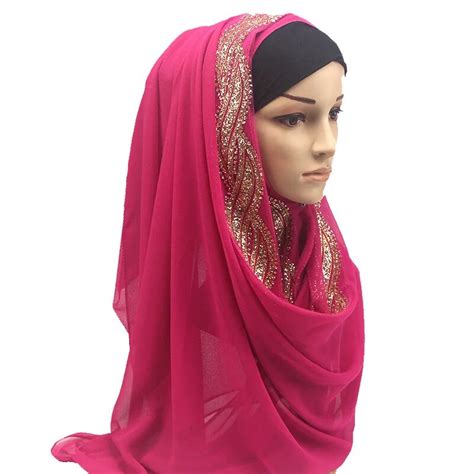 plain muslim hijab head scarf high quality bubble chiffon shawl tudung turkish glitter shiny