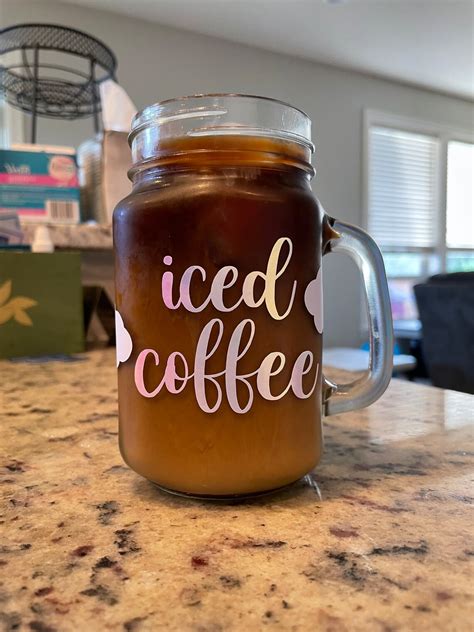 Could Iced Coffee Mason Jar With Handle Etsy